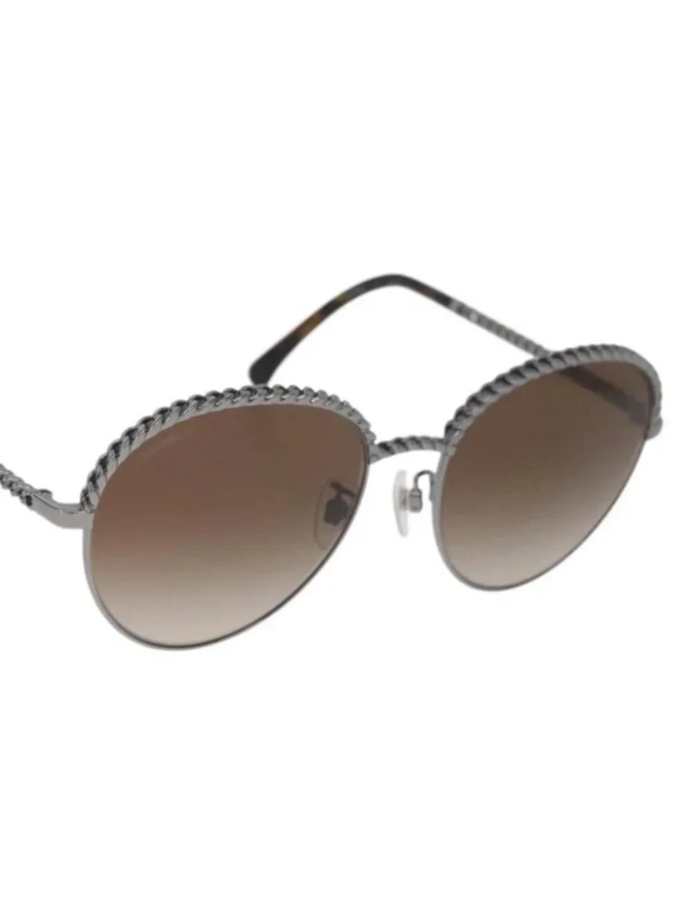 CHANEL Sunglasses metal Silver CC Auth 176091A